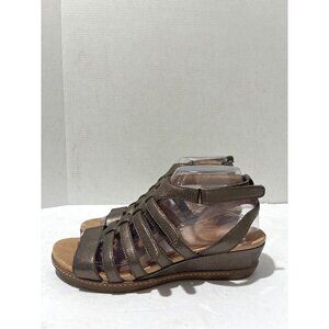 Dansko Athena Strappy Gladiator Sandals Womens Size 38 Pewter Metallic Bronze